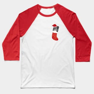 Sheltie Dog with Santa Hat inside Christmas Sock Baseball T-Shirt